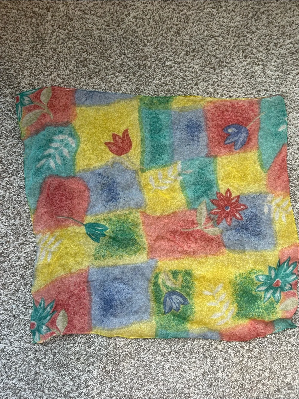 Colorful Patchwork Floral Scarf - Multicolor